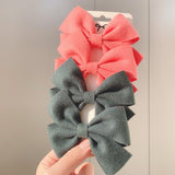 Solid Colors Cotton Hair Bows With Clip For Cute Girls Hair Clips Handmade Hairpins Barrettes Kids Hair
