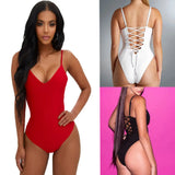 Vest Female Sling Striped Back Tethered Large-Size Sexy Solid Color Triangle泳suit