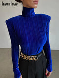 Women Fashion Long Sleeve Velvet Bodycon T Shirt Tops Bodysuit 2022 Spring Autumn Clothes Wholesale Items
