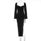 Zingj Women's Wear 2024 Autumn And Winter New Fashion Long Sleeve Tie Slim Back Hollow