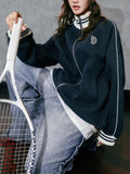 Zingj Standing Collar Baseball Uniform Spring And Autumn Coat Female Retro Hoodie Casual Loose Versatile Lazy Jacket