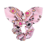 Chiffon Bowknot Silk Hair Scrunchies Women Pearl Ponytail Holder Hair Ties Hair Rope Rubber Bands Headwear Hair