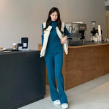 Winter Casual Thick Sweater Tracksuits O-neck Pullover & Elastic Waist Pants Suit Female Knitted 2 Pieces