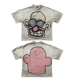 Version Simple Minority Design Cartoon Long Printed Cotton T-Shirt Men's Hip-Hop Harajuku Y2k Loose Couple Blouse 211-0-Outfit