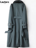 Winter Long Warm Thick Park with Faux Fur Inside Belt Pockets Double Breasted Luxury Fur Lined Trench Coat for