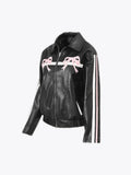 Black Bow Faux Leather Biker Jacket- Outfit