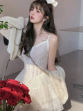 New Women Party Lace Backless Mini Dress Summer Fashion Sexy Sweet Slim Sling Spaghetti Straps V Neck Club Vestidos