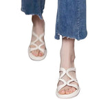 Zingj 2024 Summer New Cross Hollow Round Toe Roman Sandals Women After Trip Heels Women's