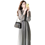 Unique Beautiful Temperament Goddess Fan Dress High Feeling Dignified Atmosphere Gentle Green
