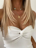 Knit Twisted Tube Top-Outfit