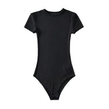 Zingj Summer's New Tight Elastic Round-Neck Short-Sleeved T-Shirt Slim And Solid Color Bottom