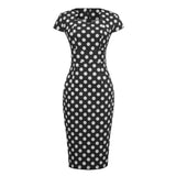 Elegant Bodycon Pencil Dresses for Women Polka Dot High Waist Bandage Slim Fit Sundress Cap Sleeve Summer Midi Cotton