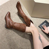 Rival Western Cowboy Boots 2025 New British V Head Headed Coarse And High-Heeling Knight