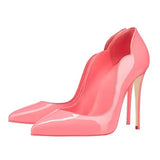 Green Curl Upper Women Patent Pointed Toe Stiletto High Heels Sexy Ladies Party Dress Shoes Club Dance Pumps
