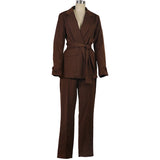 Spot 2025 Autumn And Winter Women's Fashion Thickened Senior Lace-Up Suit Trousers Suit Two