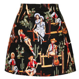 Y2K Summer Mini Skirts Women Harajuku Pencil Beach Streetwear Vintage Black Floral Print Short A Line Skirt Falda