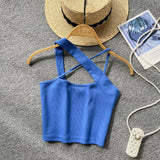 Zingj Version Of Solid Color Versatile Sling Vest Female Inside To Wear 2023 Summer New High Waist Crop Candy Color Small