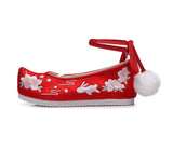 Zingj Shoes Hanfu Shoes Single Shoes / Cotton Shoes Hanging Wool Ball Embroidered Cloth Shoes Women's Shoes Warped Head Shoes Wedding