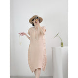 Folded High-End High-End Summer Loose Short-Sleeved Big Brand Age Reduction Medium-Long Design