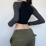 Zingj Girls Street Trend Contrast Color 2023 Summer Print Slim Zipper Cardigan Female Cool Handsome Overalls Long Sleeve