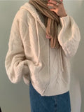 Oversize White Cardigan with Hood and