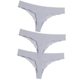 3Pcs Sexy G String & Thongs Women's Set Panties Solid Female Underwear Mid-Rise Silky Ladies Briefs Comfort Seamless