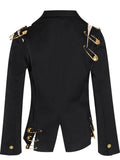 Zingj Pin Decoration Suit Female Autumn 2024 New Fashion Mesh Stitching Long Sleeve Slim Slim
