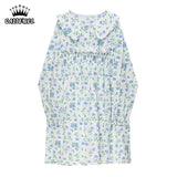 Clothing Dress Broken Flowers Doll Collar Puff Long Sleeve Vintage Fashion High Waist Baggy Short Skirt Ladies