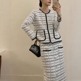 2025 Elegant Soft Thicker Round Collar Sweater + Fishtail Skirt Two Sets Of Women's OL Wind Top + Skirt