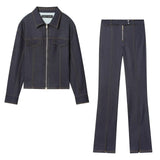 Color Women's Clothing 2025 Spring Solid Color Big Pocket Sleeveless Polo Collared Denim Shirt