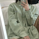 Green Blouse Women Harajuku Y2k Long Sleeve Spring Korean Style White Chic Shirts Female Vintage 2022 Casual All