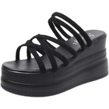 Shoe Two Wearing Women's Sandals Slope Heel Thick-Soled Fairy Summer Comfortable Ultra-High Heel Slippers With Cool Drag Women