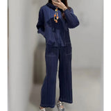 Folded Net Trousers Women Thin Fake Two Open Shirt Large Design Fashion Daily Set Of Casual
