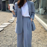 Zingj Vintage Suit Women's Blazer High Waist Straight Leg Trousers Women's Two-Piece Set-Outfit