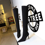 Zingj Winter Fashion Simple Thin Heel High Heel Pointed Slender Slender Slender Suede Over The Knee