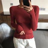Neck Ruched Women Sweater High Elastic Solid 2021 Fall Winter Fashion Sweater Women Slim Sexy Knitted Pullovers Pull Femme