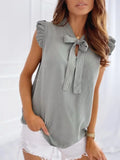 Women Blouses Butterfly Short Sleeves Shirt Summer Bow Lace Up Polka Dot Female Tops Ruffle Pullover Vintage Blusa