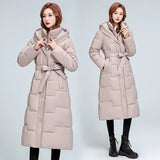 Large Size 2024 Winter Women Thickened Over The Knee Long Cotton-Padded Clothes Female Waist Slim Show Thin Senior Sense Coat-Outfit