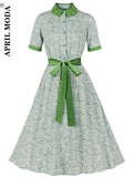 Patchwork Women Elegant Flare Pinup Dress Retro Vintage 50s 60s Clothes Robe Femme Summer Rockabilly A-Line Swing