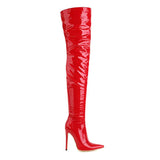 Stiletto Boots Patent Leather Women Boots Autumn Winter Super High Heel Over The Knee Boots Zipper Thigh Boots Woman