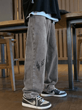 Men's Lightning Embroidered Straight Jeans- Outfit