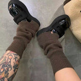 Zingj And Winter Lolita Pile Jk Pure Color Socks Cover Soft Waxy Warm Folding Leg Boot Cover Pile Leg Cover-Outfit
