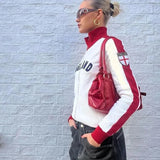 England Letter Print Zipper Tracksuit Jacket-Outfit