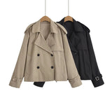 New Collar Double Buckle Loose Short Version Of The Wind Coat Woman