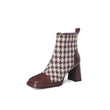 / Winter 2025 New Fashion Square Head Stitching Thick Heel Martin Boots
