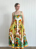 Spring 2025 New Fashion Sexy Plant-Print Design Smeared Slings Long Dress Dress Dress Dress