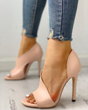 Zingj Size Sandals Female Summer New Fish Mouth Face Thin Heel Set Heel Female Sandals- Outfit
