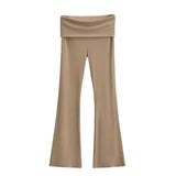 Zingj Trendy Women's Wear In Spring, The New Double-Layer Waist-Turning Sports Leisure Pants, Spicy Girls' Stretch Slimming Micro-Horn