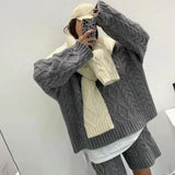 Casual Sweater Sets Long Sleeve Turtleneck Loose Sweater Top & High Waist Shorts Lady Winter Solid Knitted