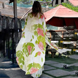Striped White Chiffon Tunic Long Kimono Plus Size Sexy Beach Wear Summer Clothing For Women Tops and Blouses Shirts